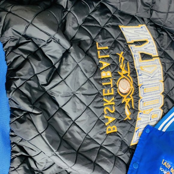 VTG Brooklyn Basketball 90s Lady Canes Varsity Bomber Jacket Sz XL Auburn Royal - Picture 13 of 15